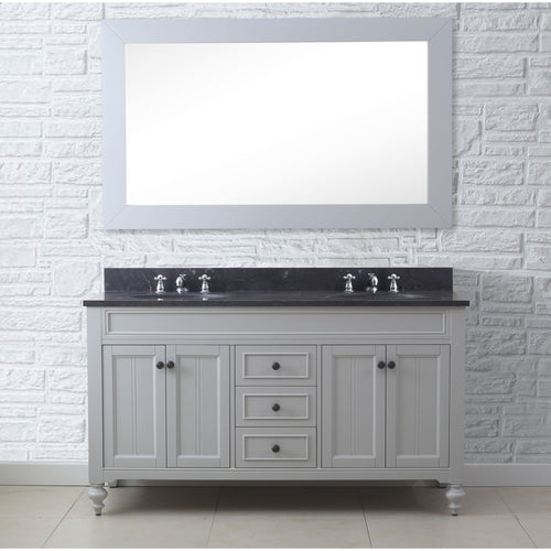 Water Creation 60 Inch Earl Grey Double Sink Bathroom Vanity With Faucets From The Potenza Collection- Water Creation