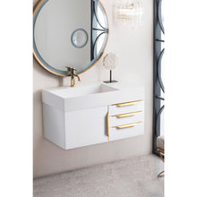 Load image into Gallery viewer, James Martin Mercer Island 36&quot; Glossy White - Radiant Gold Single Vanity