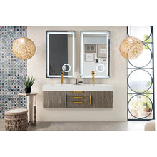 Load image into Gallery viewer, James Martin Mercer Island 59&quot; Ash Gray - Radiant Gold Double Vanity