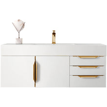 Load image into Gallery viewer, James Martin Mercer Island 48&quot; Glossy White - Radiant Gold Single Vanity- James Martin