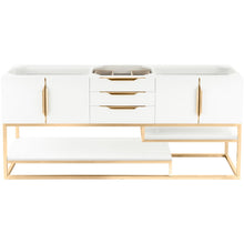 Load image into Gallery viewer, James Martin Columbia 72&quot; Glossy White - Radiant Gold Double Vanity- James Martin