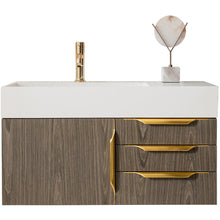 Load image into Gallery viewer, James Martin Mercer Island 36&quot; Ash Gray - Radiant Gold Single Vanity- James Martin