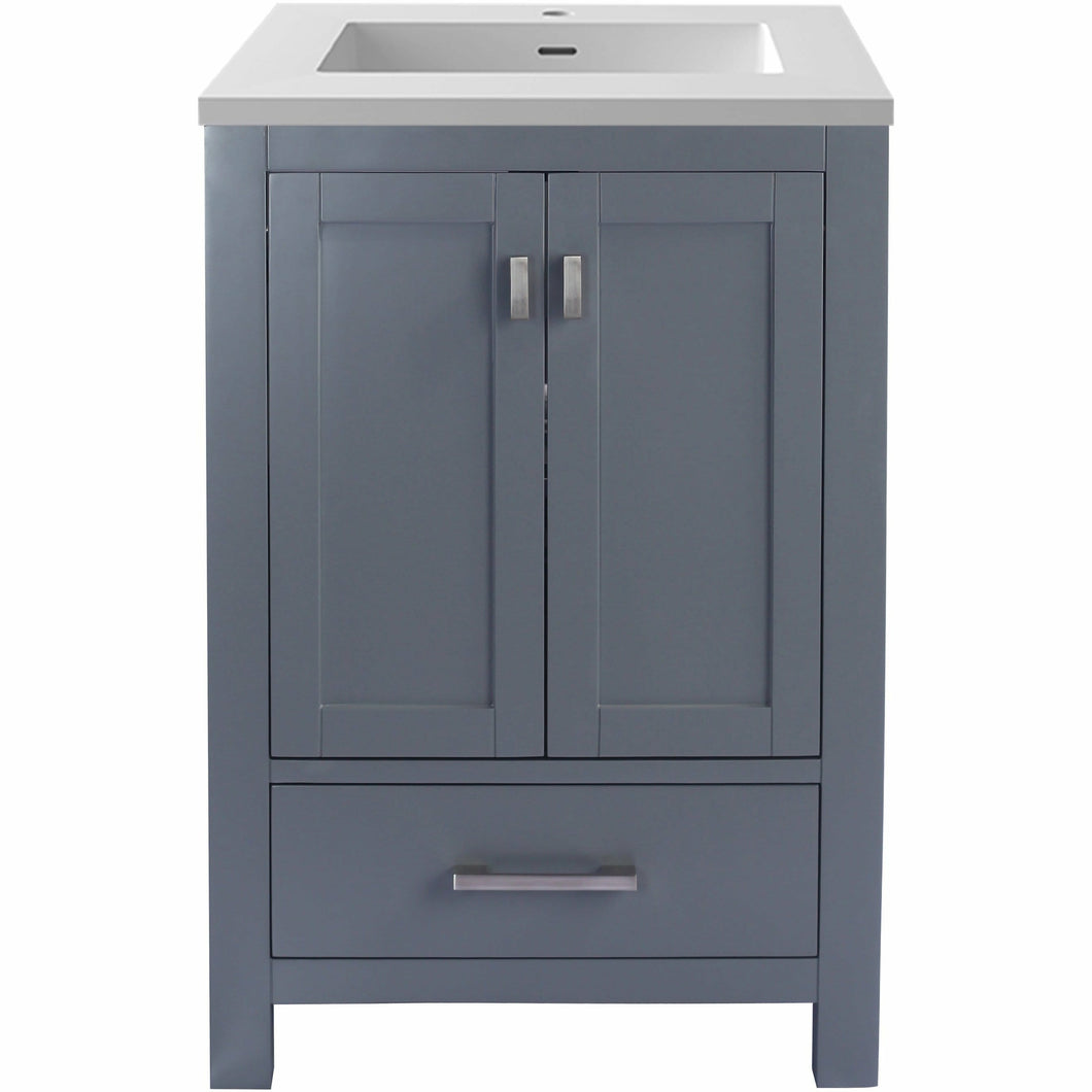 Wilson 24 - Grey Cabinet with VIVA Stone Solid Surface Countertop- Laviva