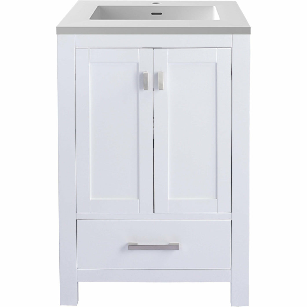 Wilson 24 - White Cabinet with VIVA Stone Solid Surface Countertop- Laviva