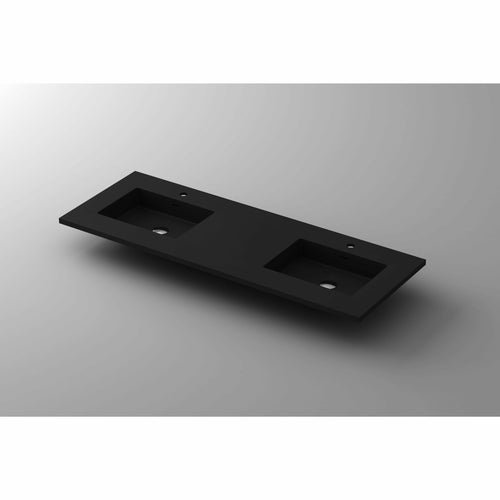 VIVA Stone Double Sink Matte Black - Solid Surface Countertop- Laviva