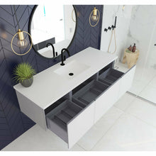 Load image into Gallery viewer, Vitri 60 - Cloud White Single Sink Cabinet with VIVA Stone Solid Surface Center Sink Countertop- Laviva