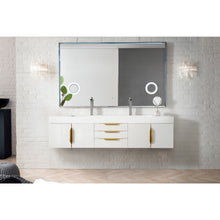 Load image into Gallery viewer, James Martin Mercer Island 72&quot; Glossy White - Radiant Gold Double Vanity