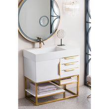 Load image into Gallery viewer, James Martin Columbia 36&quot; Glossy White - Radiant Gold Single Vanity