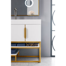 Load image into Gallery viewer, James Martin Columbia 72&quot; Glossy White - Radiant Gold Single Vanity