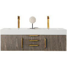 Load image into Gallery viewer, James Martin Mercer Island 59&quot; Ash Gray - Radiant Gold Double Vanity- James Martin