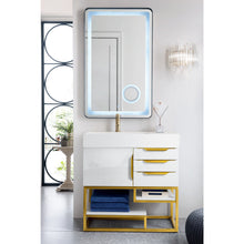 Load image into Gallery viewer, James Martin Columbia 36&quot; Glossy White - Radiant Gold Single Vanity