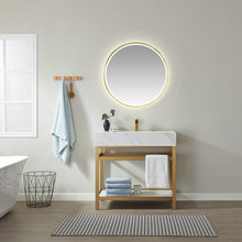 Load image into Gallery viewer, Vinnova Bilbao 36&quot; Vanity with Brushed-gold stainless steel bracket match with Snow mountain-white stone Countertop With Mirror- Vinnova