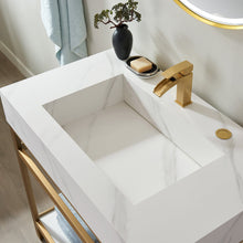 Load image into Gallery viewer, Vinnova Bilbao 36&quot; Vanity with Brushed-gold stainless steel bracket match with Snow mountain-white stone Countertop With Mirror- Vinnova