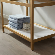 Load image into Gallery viewer, Vinnova Bilbao 36&quot; Vanity with Brushed-gold stainless steel bracket match with Snow mountain-white stone Countertop With Mirror- Vinnova