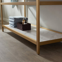 Load image into Gallery viewer, Vinnova Bilbao 60&quot; Vanity with Brushed-gold stainless steel bracket match with Snow mountain-white stone Countertop With Mirror- Vinnova