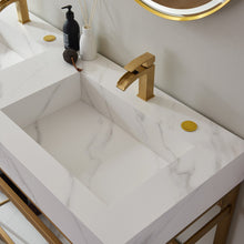 Load image into Gallery viewer, Vinnova Bilbao 72&quot; Vanity with Brushed-gold stainless steel bracket match with Snow mountain-white stone Countertop With Mirror- Vinnova