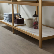 Load image into Gallery viewer, Vinnova Bilbao 72&quot; Vanity with Brushed-gold stainless steel bracket match with Snow mountain-white stone Countertop With Mirror- Vinnova