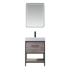 Load image into Gallery viewer, Vinnova Palma 24&quot; Vanity in Mexican Oak with White Composite Grain Stone Countertop With Mirror- Vinnova