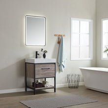 Load image into Gallery viewer, Vinnova Palma 24&quot; Vanity in Mexican Oak with White Composite Grain Stone Countertop With Mirror- Vinnova