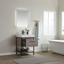 Load image into Gallery viewer, Vinnova Palma 24&quot; Vanity in Mexican Oak with White Composite Grain Stone Countertop With Mirror- Vinnova