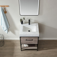 Load image into Gallery viewer, Vinnova Palma 24&quot; Vanity in Mexican Oak with White Composite Grain Stone Countertop With Mirror- Vinnova