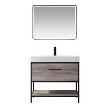 Load image into Gallery viewer, Vinnova Palma 36&quot; Vanity in Mexican Oak with White Composite Grain Stone Countertop With Mirror- Vinnova