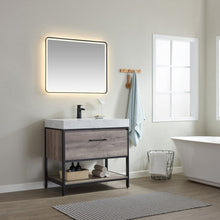 Load image into Gallery viewer, Vinnova Palma 36&quot; Vanity in Mexican Oak with White Composite Grain Stone Countertop With Mirror- Vinnova