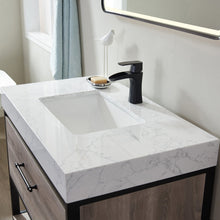 Load image into Gallery viewer, Vinnova Palma 36&quot; Vanity in Mexican Oak with White Composite Grain Stone Countertop With Mirror- Vinnova