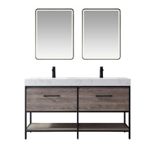 Load image into Gallery viewer, Vinnova Palma 60&quot; Vanity in Mexican Oak with White Composite Grain Stone Countertop With Mirror- Vinnova