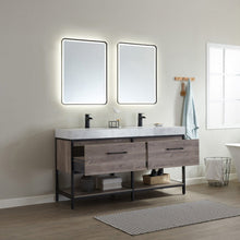 Load image into Gallery viewer, Vinnova Palma 60&quot; Vanity in Mexican Oak with White Composite Grain Stone Countertop With Mirror- Vinnova