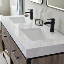 Load image into Gallery viewer, Vinnova Palma 60&quot; Vanity in Mexican Oak with White Composite Grain Stone Countertop With Mirror- Vinnova