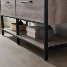 Load image into Gallery viewer, Vinnova Palma 60&quot; Vanity in Mexican Oak with White Composite Grain Stone Countertop With Mirror- Vinnova