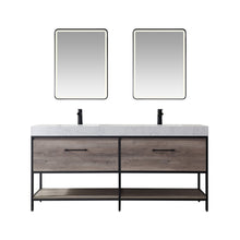 Load image into Gallery viewer, Vinnova Palma 72&quot; Vanity in Mexican Oak with White Composite Grain Stone Countertop With Mirror- Vinnova