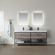 Load image into Gallery viewer, Vinnova Palma 72&quot; Vanity in Mexican Oak with White Composite Grain Stone Countertop With Mirror- Vinnova