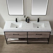 Load image into Gallery viewer, Vinnova Palma 72&quot; Vanity in Mexican Oak with White Composite Grain Stone Countertop With Mirror- Vinnova