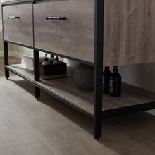 Load image into Gallery viewer, Vinnova Palma 72&quot; Vanity in Mexican Oak with White Composite Grain Stone Countertop With Mirror- Vinnova