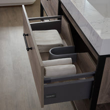 Load image into Gallery viewer, Vinnova Palma 72&quot; Vanity in Mexican Oak with White Composite Grain Stone Countertop With Mirror- Vinnova