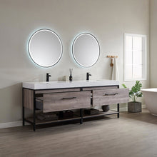 Load image into Gallery viewer, Vinnova Palma 84&quot; Vanity in Mexican Oak with White Composite Grain Stone Countertop With Mirror- Vinnova