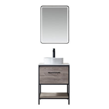 Load image into Gallery viewer, Vinnova Murcia 24&quot; Vanity in Mexican Oak with White Composite Grain Stone Countertop and vessel sink With Mirror- Vinnova