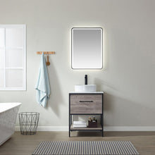 Load image into Gallery viewer, Vinnova Murcia 24&quot; Vanity in Mexican Oak with White Composite Grain Stone Countertop and vessel sink With Mirror- Vinnova