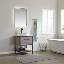 Load image into Gallery viewer, Vinnova Murcia 24&quot; Vanity in Mexican Oak with White Composite Grain Stone Countertop and vessel sink With Mirror- Vinnova