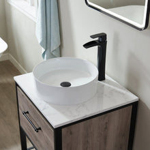 Load image into Gallery viewer, Vinnova Murcia 24&quot; Vanity in Mexican Oak with White Composite Grain Stone Countertop and vessel sink With Mirror- Vinnova