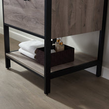 Load image into Gallery viewer, Vinnova Murcia 24&quot; Vanity in Mexican Oak with White Composite Grain Stone Countertop and vessel sink With Mirror- Vinnova