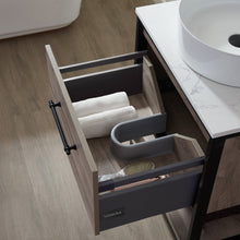 Load image into Gallery viewer, Vinnova Murcia 24&quot; Vanity in Mexican Oak with White Composite Grain Stone Countertop and vessel sink With Mirror- Vinnova