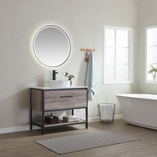 Load image into Gallery viewer, Vinnova Murcia 36&quot; Vanity in Mexican Oak with White Composite Grain Stone Countertop and vessel sink With Mirror- Vinnova