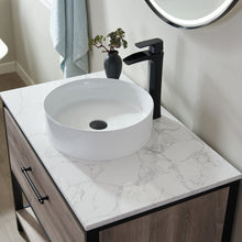 Load image into Gallery viewer, Vinnova Murcia 36&quot; Vanity in Mexican Oak with White Composite Grain Stone Countertop and vessel sink With Mirror- Vinnova
