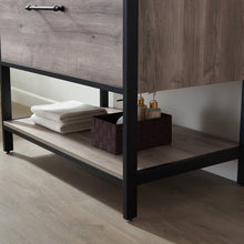 Load image into Gallery viewer, Vinnova Murcia 36&quot; Vanity in Mexican Oak with White Composite Grain Stone Countertop and vessel sink With Mirror- Vinnova