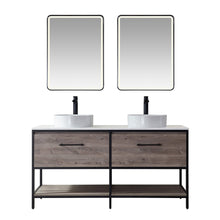 Load image into Gallery viewer, Vinnova Murcia 60&quot; Vanity in Mexican Oak with White Composite Grain Stone Countertop and vessel sink With Mirror- Vinnova