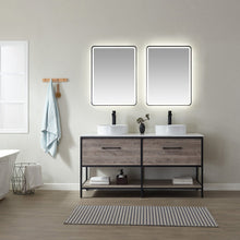 Load image into Gallery viewer, Vinnova Murcia 60&quot; Vanity in Mexican Oak with White Composite Grain Stone Countertop and vessel sink With Mirror- Vinnova