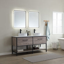 Load image into Gallery viewer, Vinnova Murcia 60&quot; Vanity in Mexican Oak with White Composite Grain Stone Countertop and vessel sink With Mirror- Vinnova